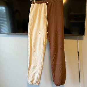 Half cream half brown joggers (part of a matching set!)